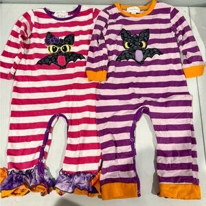 Marie Nicole - Purple and Pink Striped Romper with Bat Design